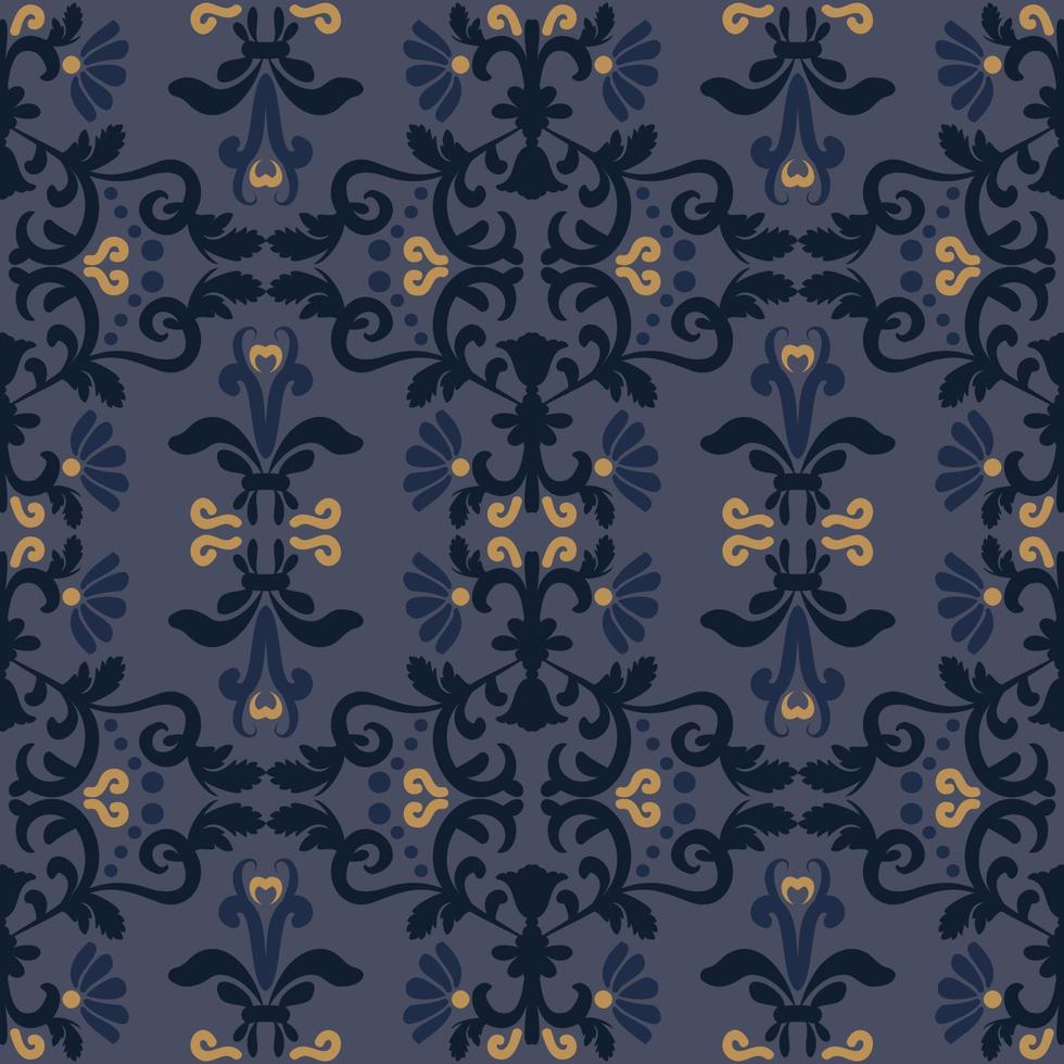 oosters bloemen patroon met wervelt. blauw vector naadloos patroon met elegant textuur. voor textiel, behang, tegels of verpakking.