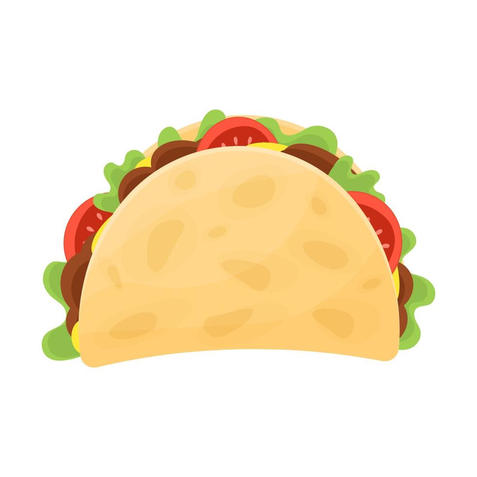 tekenfilm taco vector illustratie. traditioneel Mexicaans voedsel. Mexicaans keuken