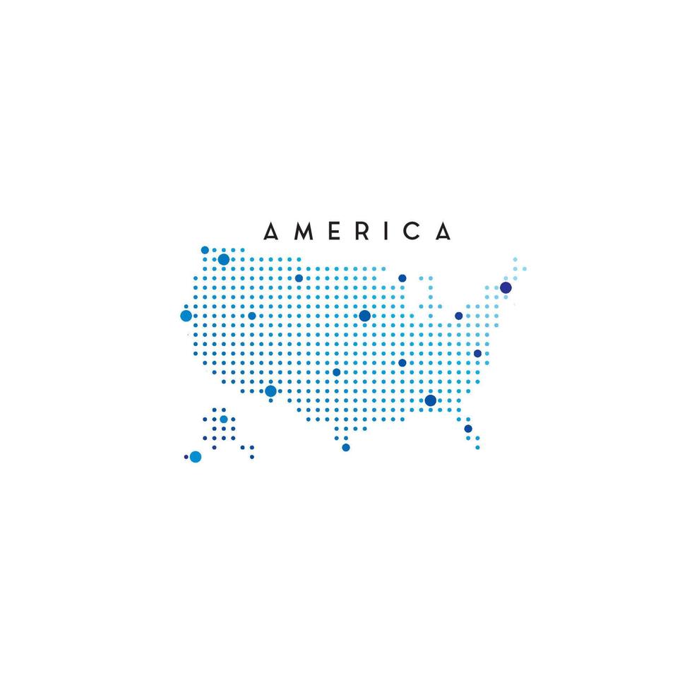 Amerika kaart logo ontwerp sjabloon gebruik makend van stippel concept vector