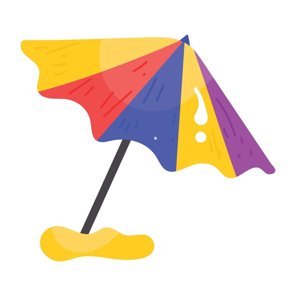een vlak sticker icoon van strand paraplu vector