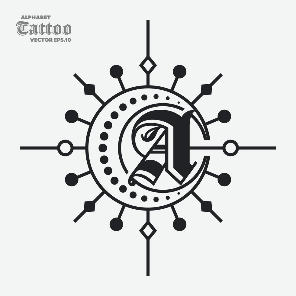 alfabet een tatoeëren logo vector