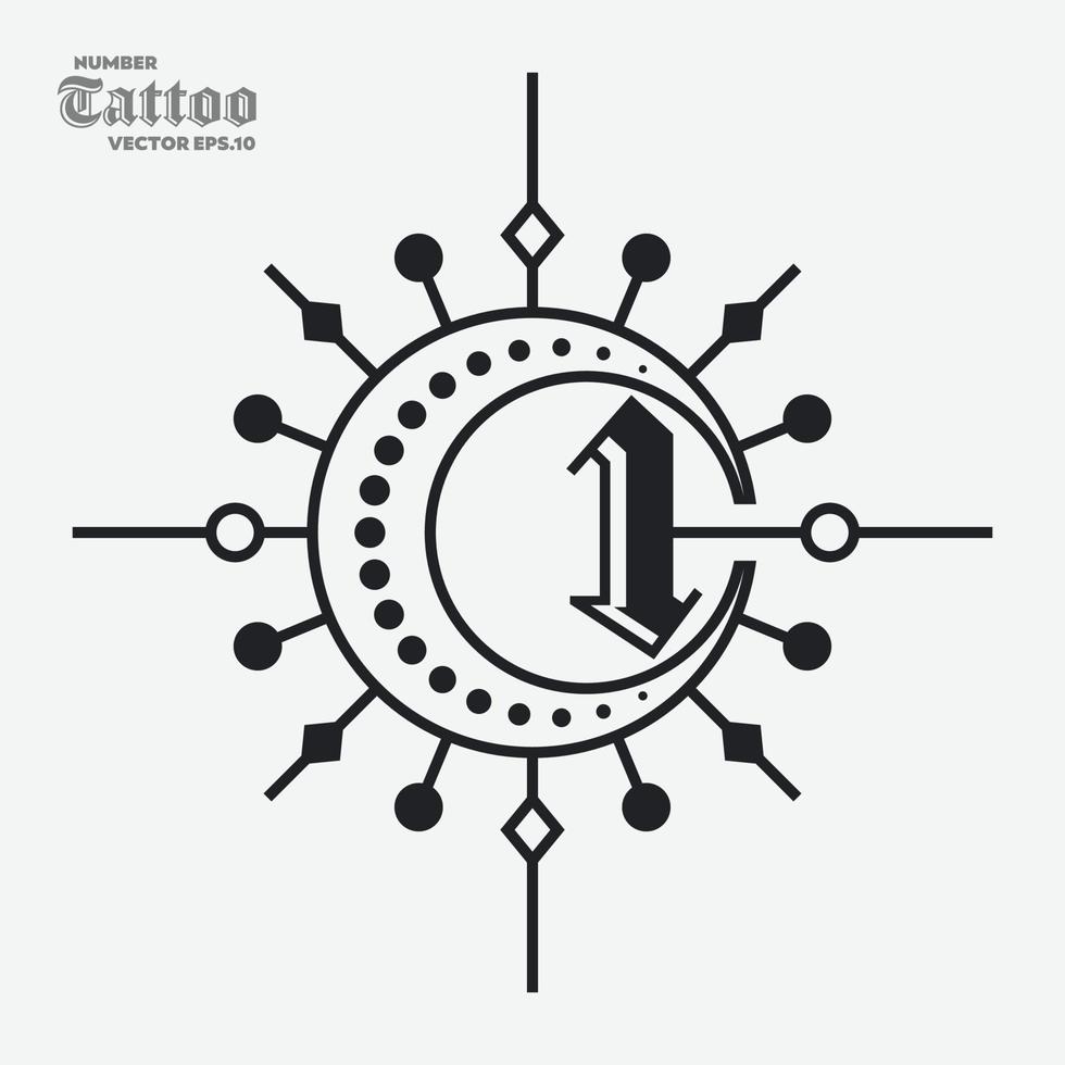 aantal 1 tatoeëren logo vector