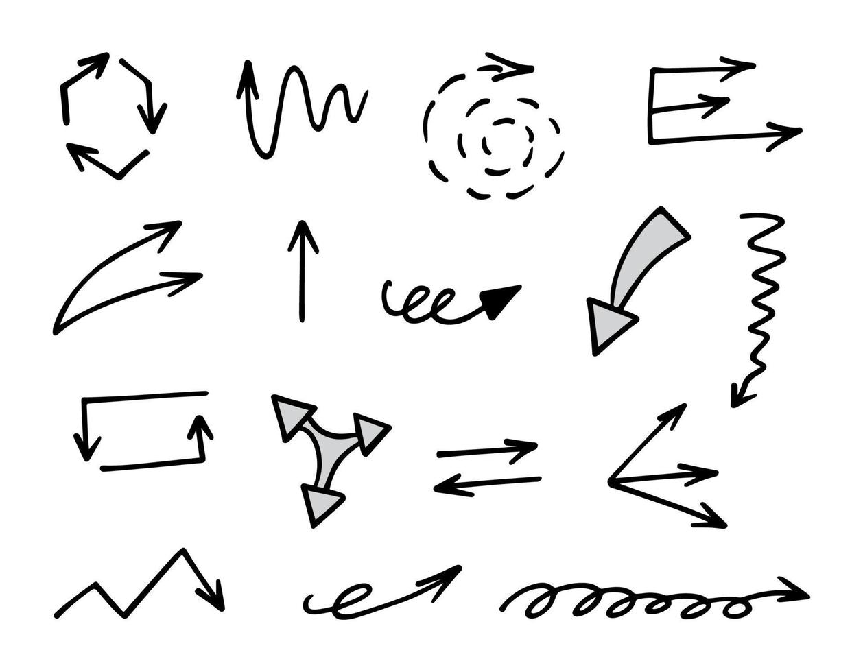 vector set handgetekende pijlen, elementen voor presentatie