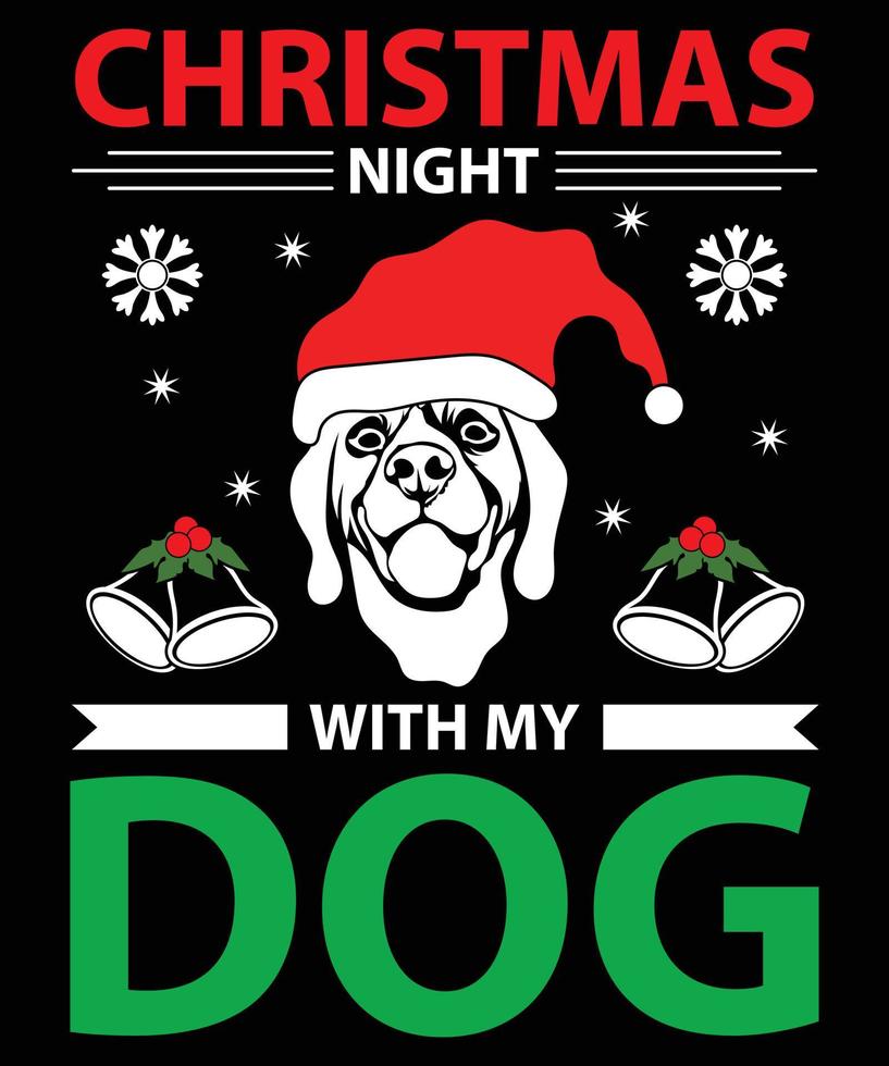 Kerstmis nacht met mijn hond vector t-shirt ontwerp sjabloon