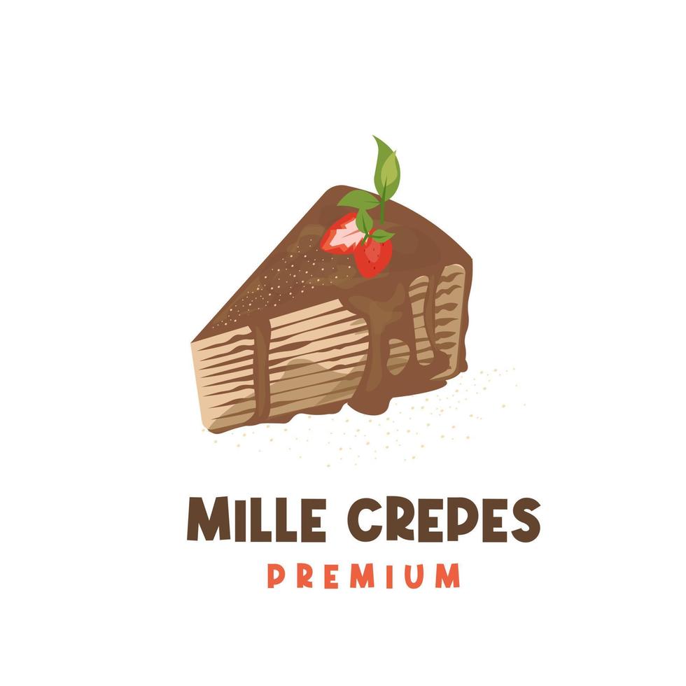 een brokken van chocola mille pannenkoeken met gesmolten chocola vector illustratie logo