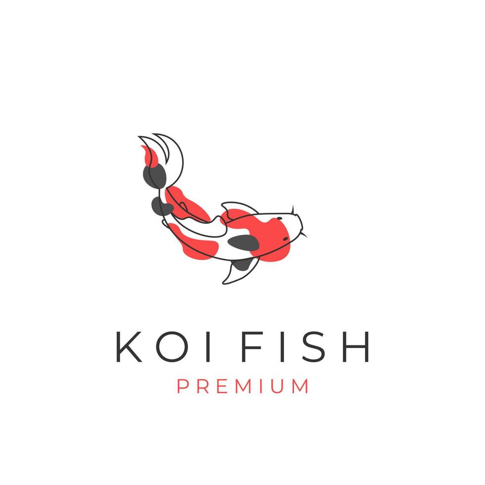 lijn kunst vector illustratie logo met koi vis patroon