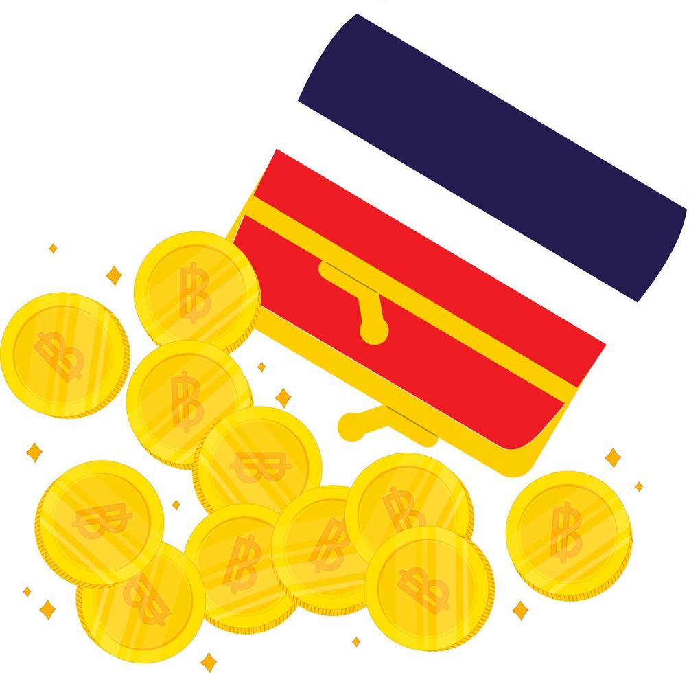 Thailand hand- getrokken vlag Thais baht hand- getrokken vector