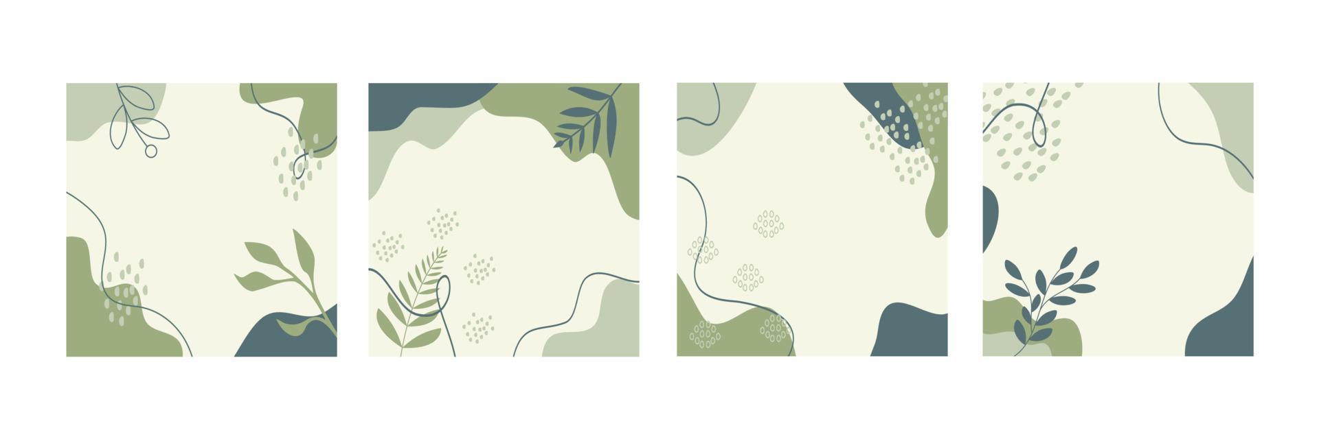 bundel van abstract natuur achtergronden Aan wit en groen kleur met kopiëren ruimte voor tekst. geschikt voor banier, poster, folder, sociaal media post of verhalen, sjabloon, en omslag. vector