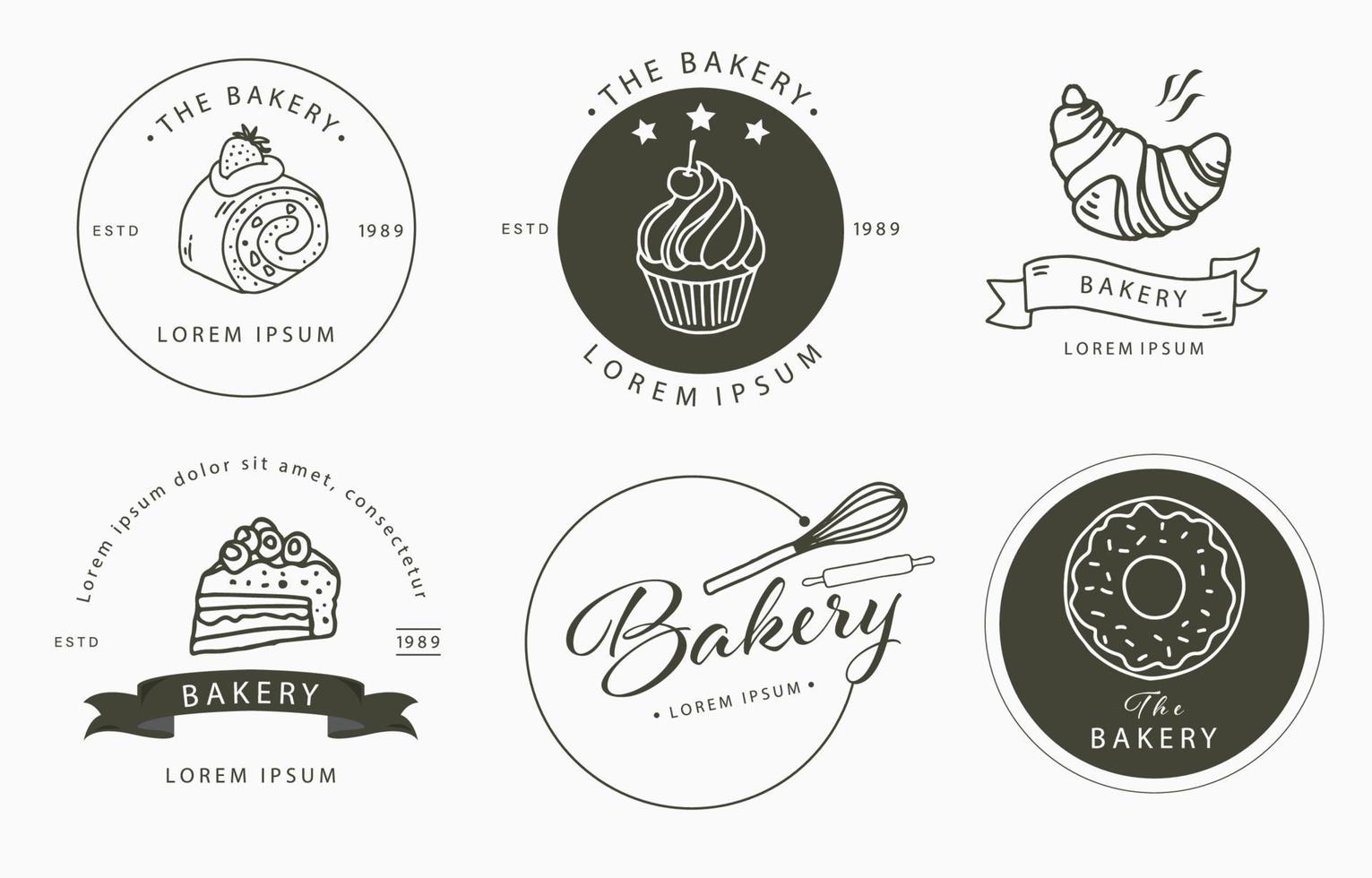 toetje verzameling met croissant,cake.vector illustratie voor pictogram, sticker, afdrukbaar en tatoeëren vector