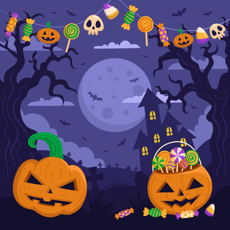 truc of traktatie halloween evenement achtergrond vector