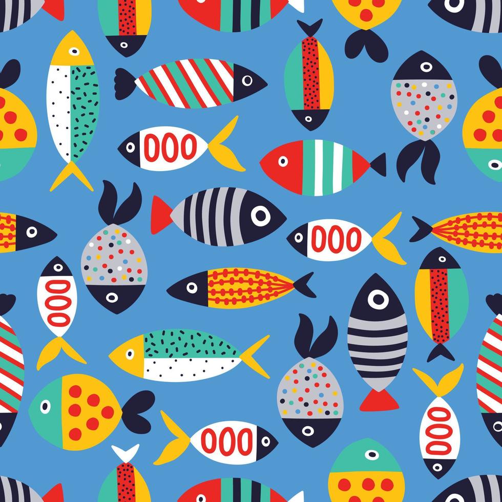leuke vis. kinderen achtergrond. naadloos patroon. kan worden gebruikt in de textielindustrie, papier, achtergrond, scrapbooking. vector