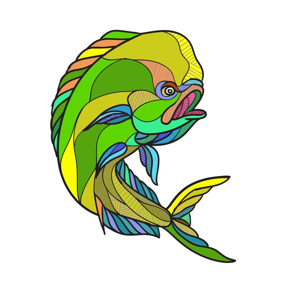 mahi-mahi dorado dolfijn vis tekening vector