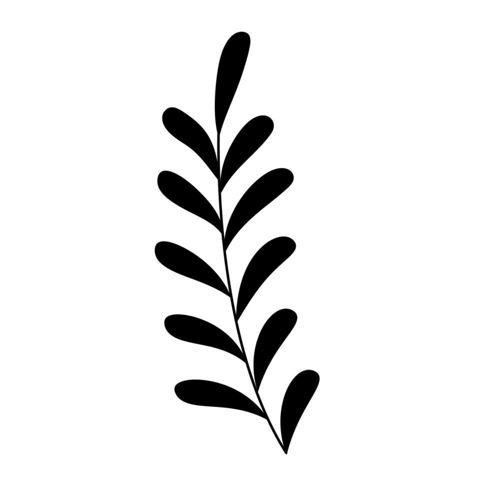 hand- getrokken bladeren en Afdeling geïsoleerd silhouet Aan wit. vector illustratie. botanisch afdrukken. biologisch natuurlijk vorm geven aan.
