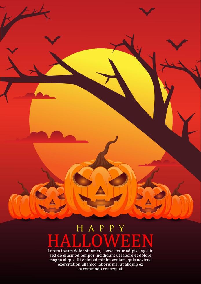 halloween poster met eng pompoen vector