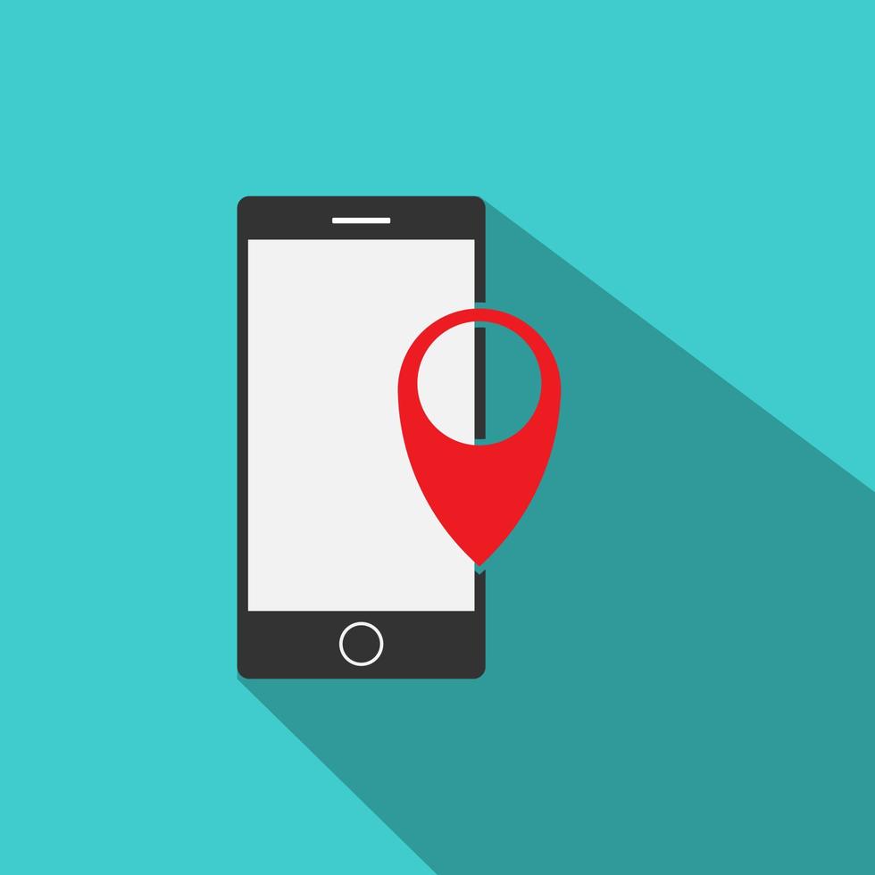 GPS wijzer mobiel telefoon icoon vector in modern vlak stijl