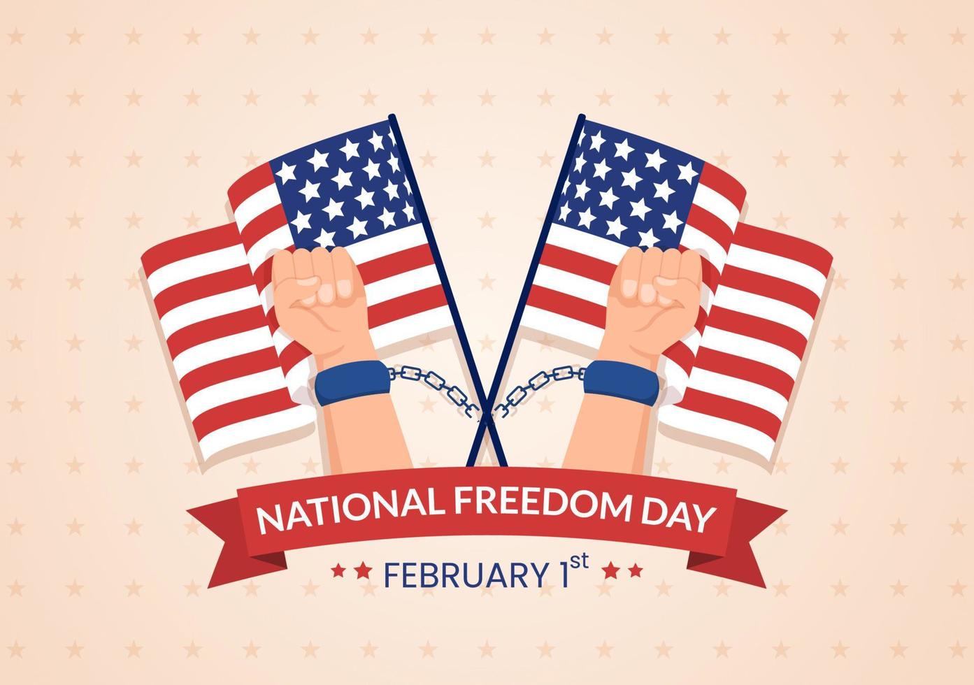 nationaal vrijheid dag sjabloon hand- getrokken tekenfilm vlak illustratie met Amerikaans vlag en handen breken een handboei ontwerp vector