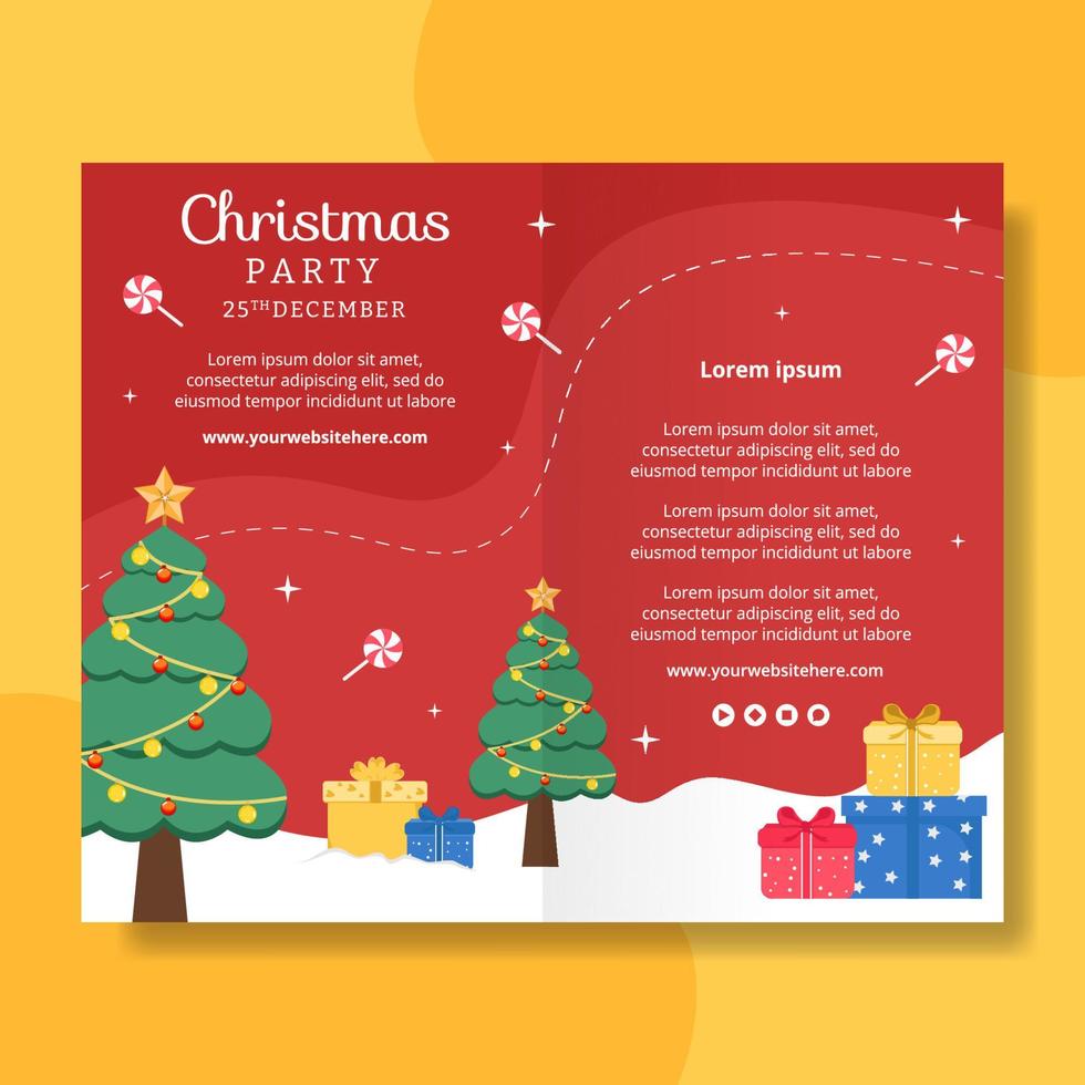 vrolijk Kerstmis brochure sjabloon hand- getrokken tekenfilm vlak illustratie vector