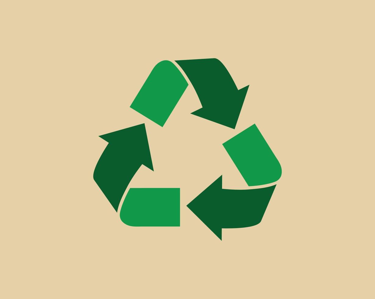 recycle verspilling symbool en groen pijl logo web icoon concept vlak vector illustratie.