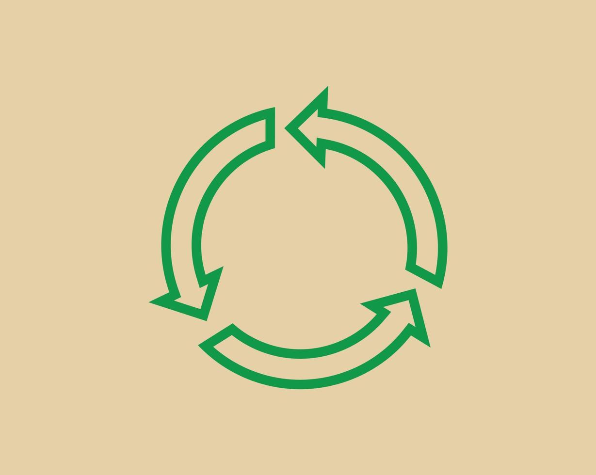 recycle verspilling symbool en groen pijl logo web icoon concept vlak vector illustratie.