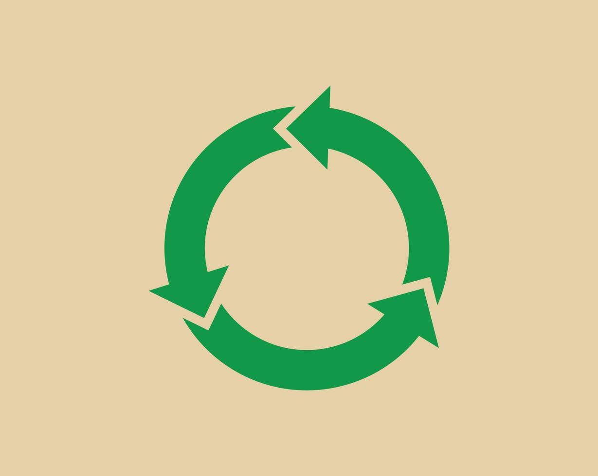 recycle verspilling symbool en groen pijl logo web icoon concept vlak vector illustratie.