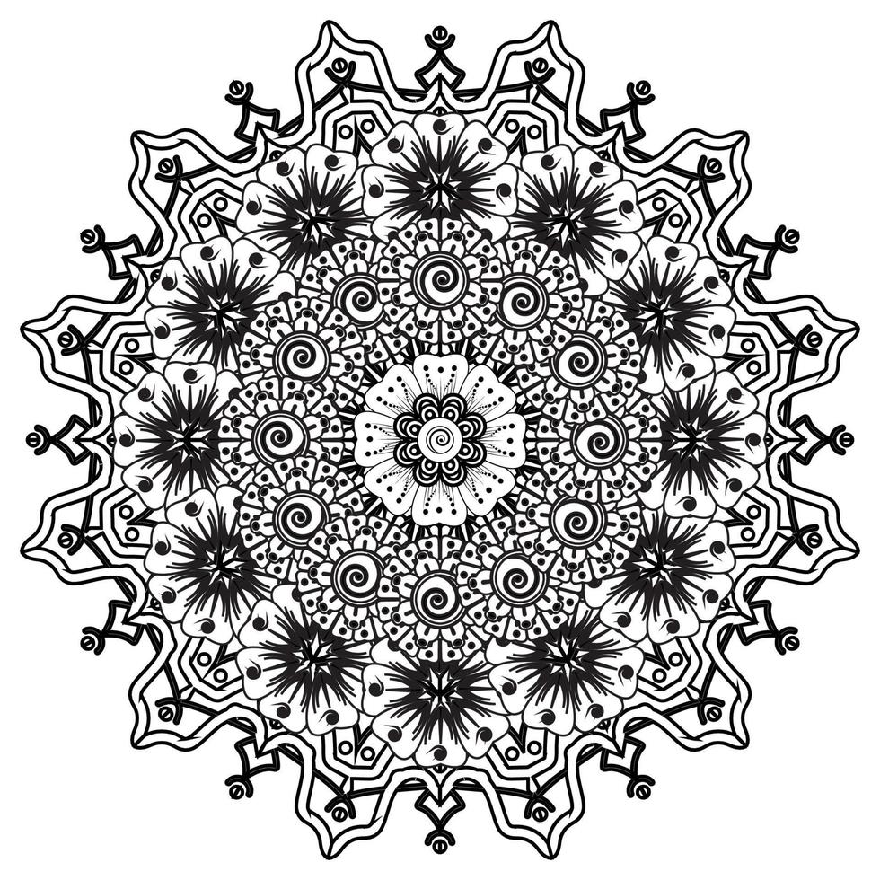 cirkelvormig patroon in de vorm van mandala voor henna, mehndi, tatoeage, decoratie. decoratief ornament in etnische oosterse stijl. kleurboek pagina. vector