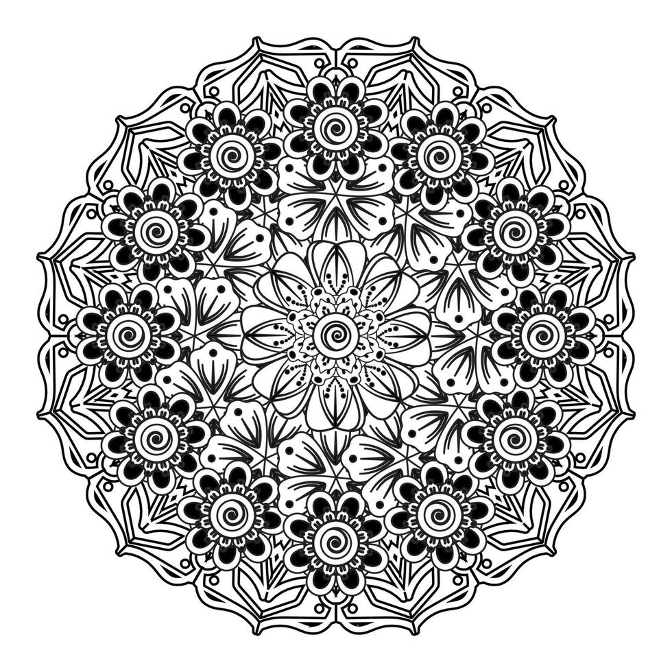 cirkelvormig patroon in de vorm van mandala voor henna, mehndi, tatoeage, decoratie. decoratief ornament in etnische oosterse stijl. kleurboek pagina. vector