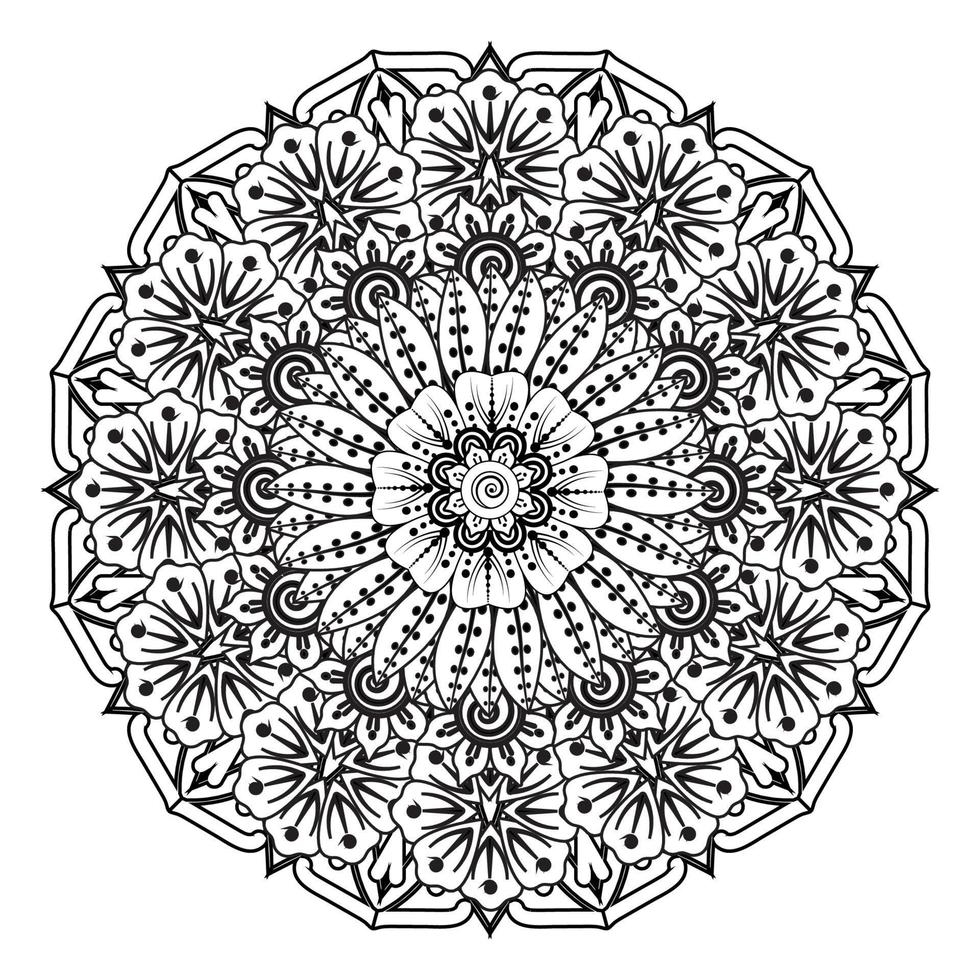 cirkelvormig patroon in de vorm van mandala voor henna, mehndi, tatoeage, decoratie. decoratief ornament in etnische oosterse stijl. kleurboek pagina. vector