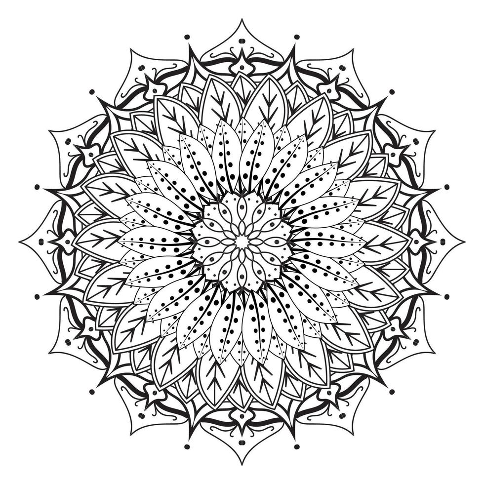 cirkelvormig patroon in de vorm van mandala voor henna, mehndi, tatoeage, decoratie. decoratief ornament in etnische oosterse stijl. kleurboek pagina. vector