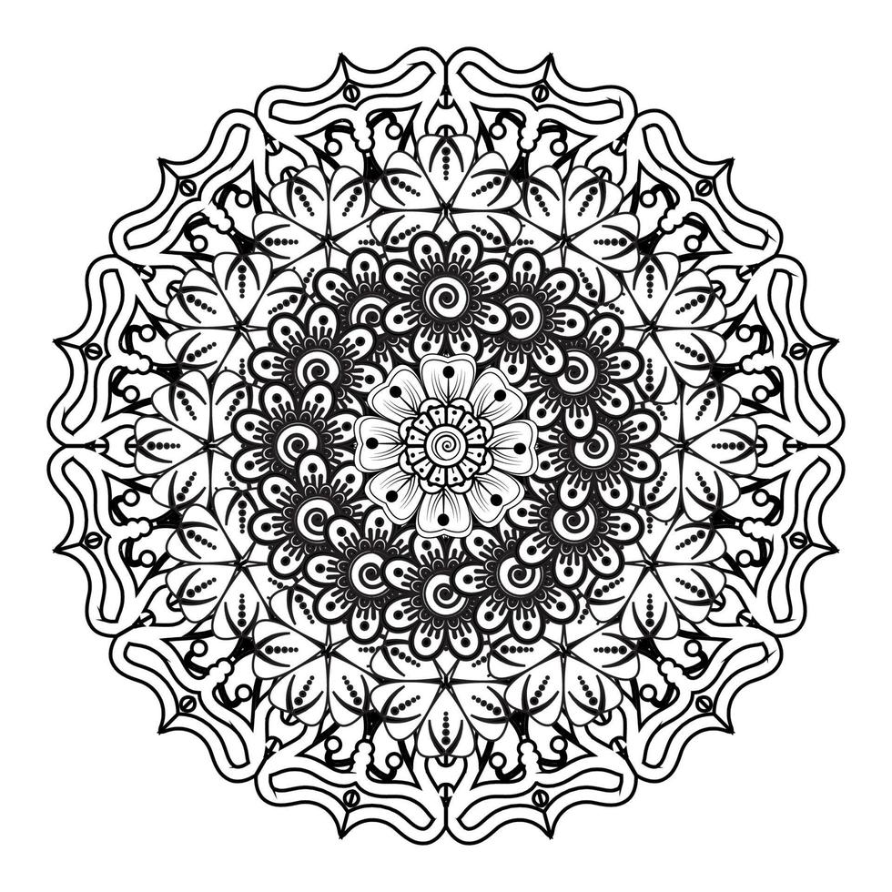 cirkelvormig patroon in de vorm van mandala voor henna, mehndi, tatoeage, decoratie. decoratief ornament in etnische oosterse stijl. kleurboek pagina. vector