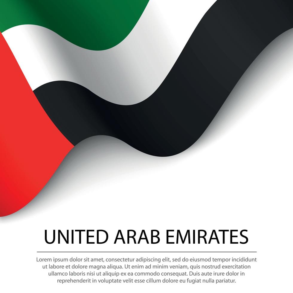 golvend vlag van Verenigde Arabisch emiraten Aan wit achtergrond. banier vector