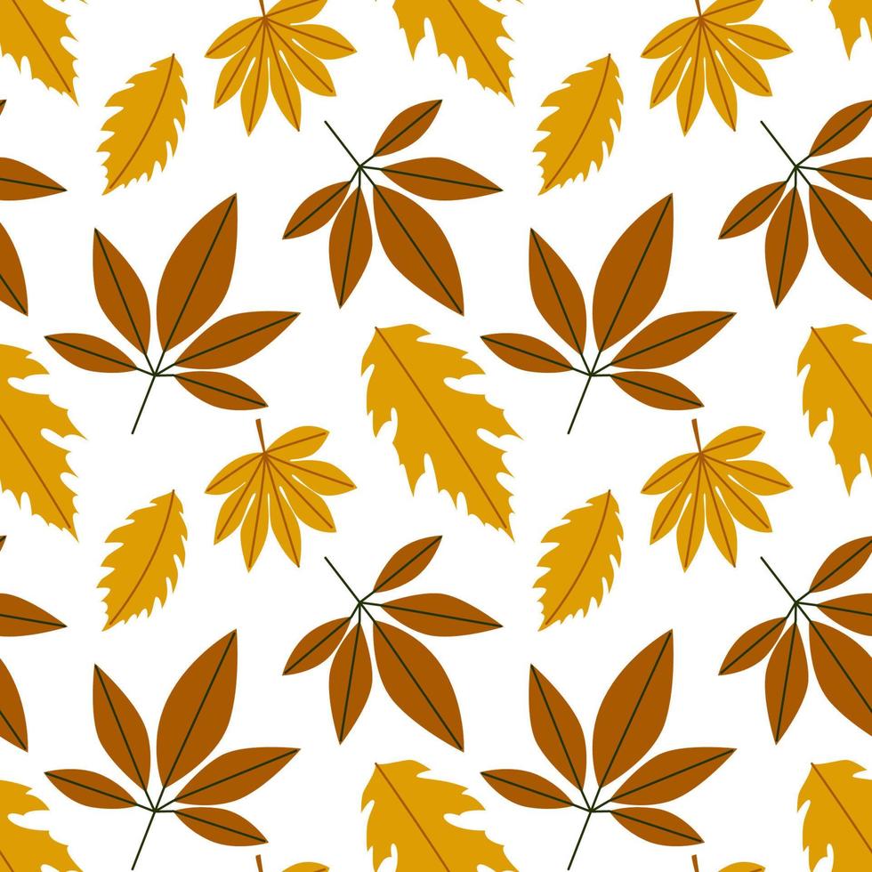 naadloos patroon met tekenfilm herfst bladeren, decoratie elementen. Woud, vector vlak stijl. natuur thema. hand- tekening. ontwerp voor kleding stof, textiel, wikkel, afdrukken