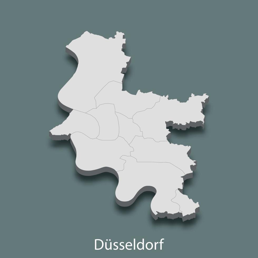 3d isometrische kaart van dusseldorf is een stad van Duitsland vector