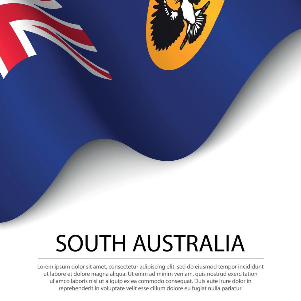 golvend vlag van zuiden Australië is een staat van Australië Aan wit vector