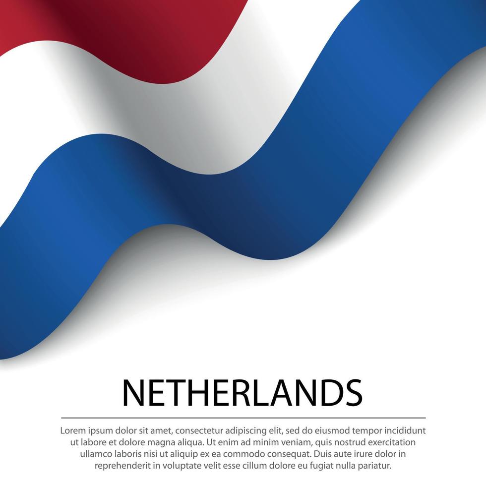 golvend vlag van Nederland Aan wit achtergrond. banier of lint vector