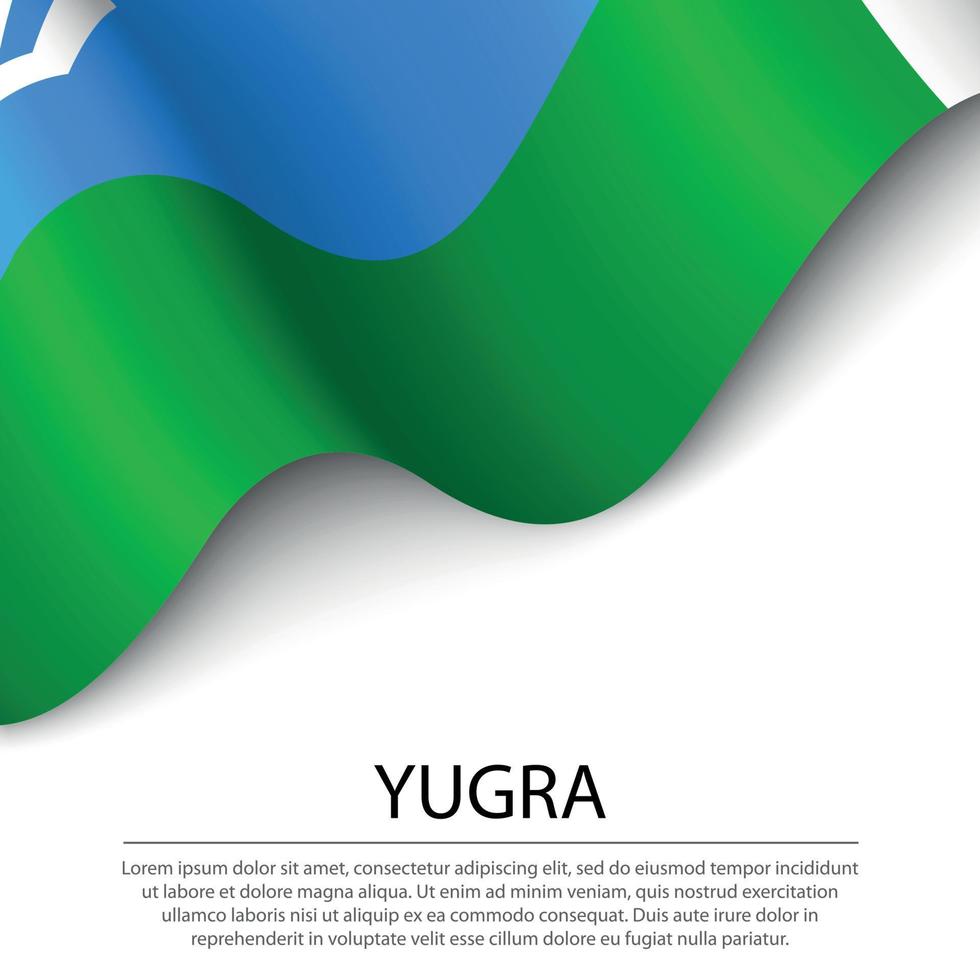 golvend vlag van yugra is een regio van Rusland Aan wit achtergrond. vector
