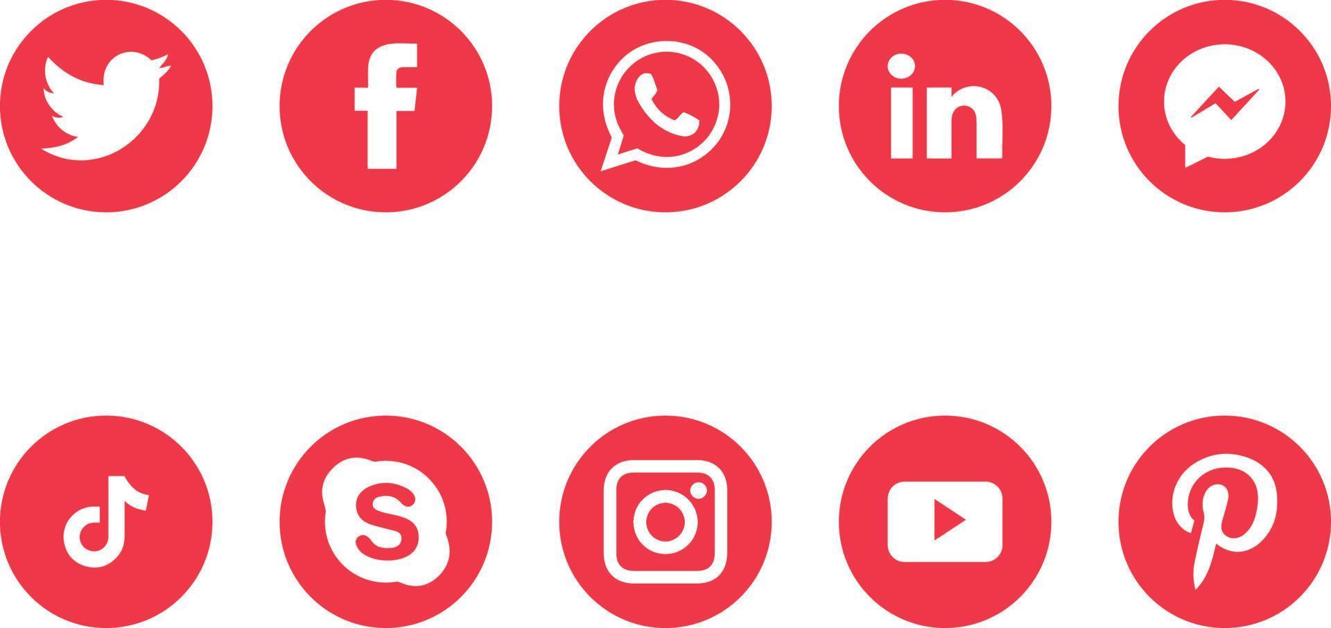 sociaal media logos Aan rood cirkels vector