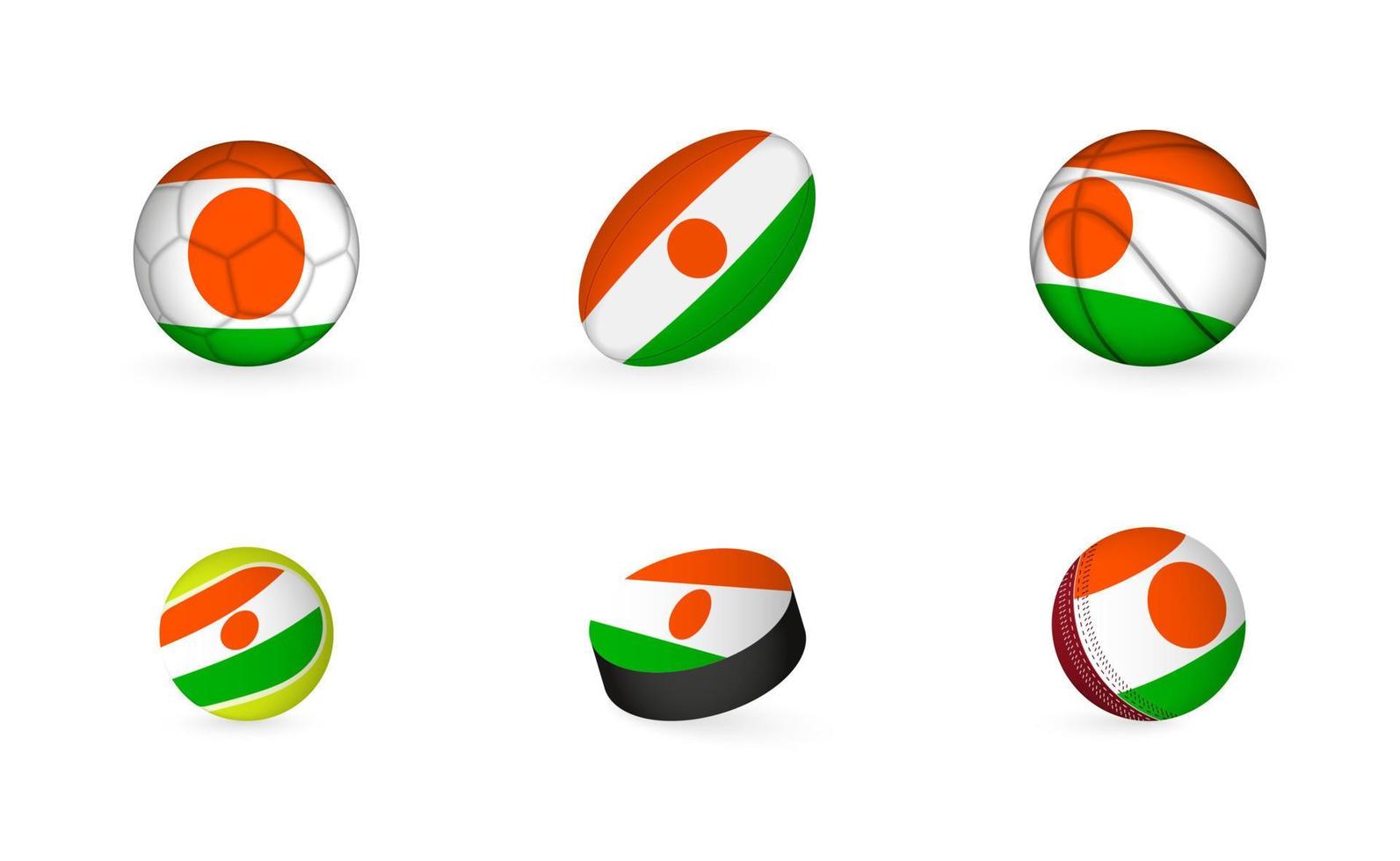 sport- uitrusting met vlag van Niger. sport- icoon set. vector