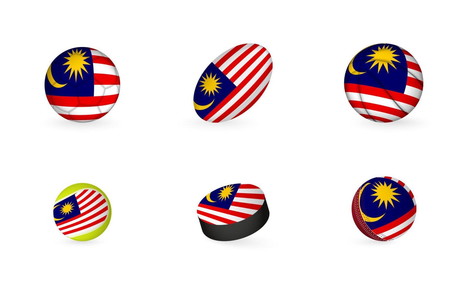 sport- uitrusting met vlag van Maleisië. sport- icoon set. vector