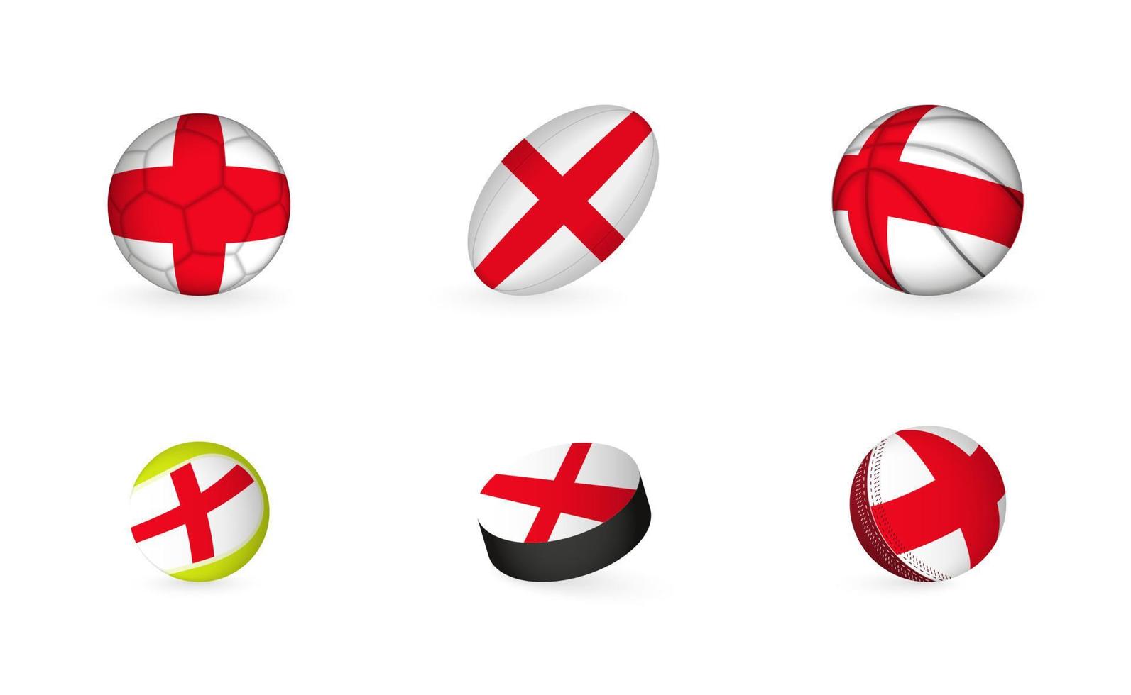 sport- uitrusting met vlag van Engeland. sport- icoon set. vector