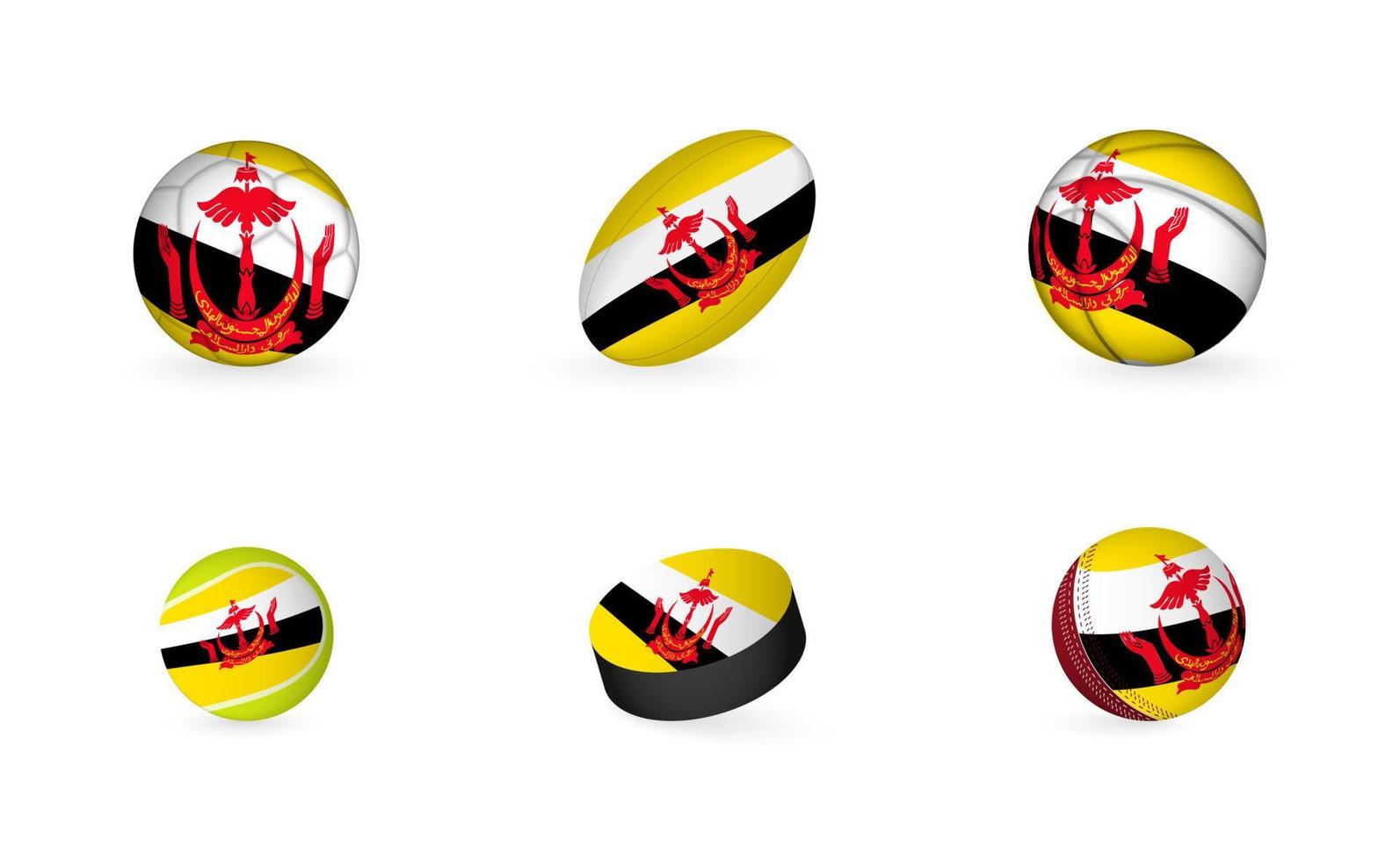 sport- uitrusting met vlag van Brunei. sport- icoon set. vector