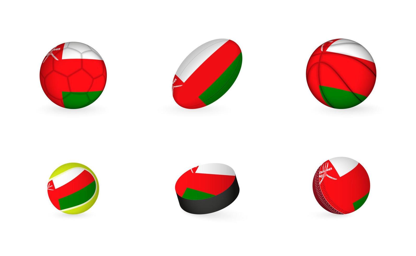 sport- uitrusting met vlag van Oman. sport- icoon set. vector