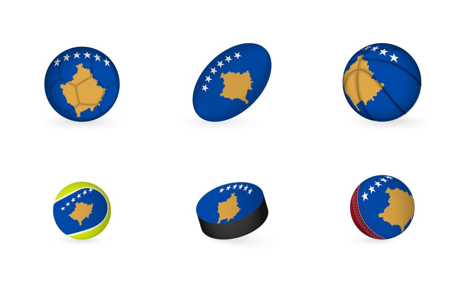 sport- uitrusting met vlag van kosovo. sport- icoon set. vector