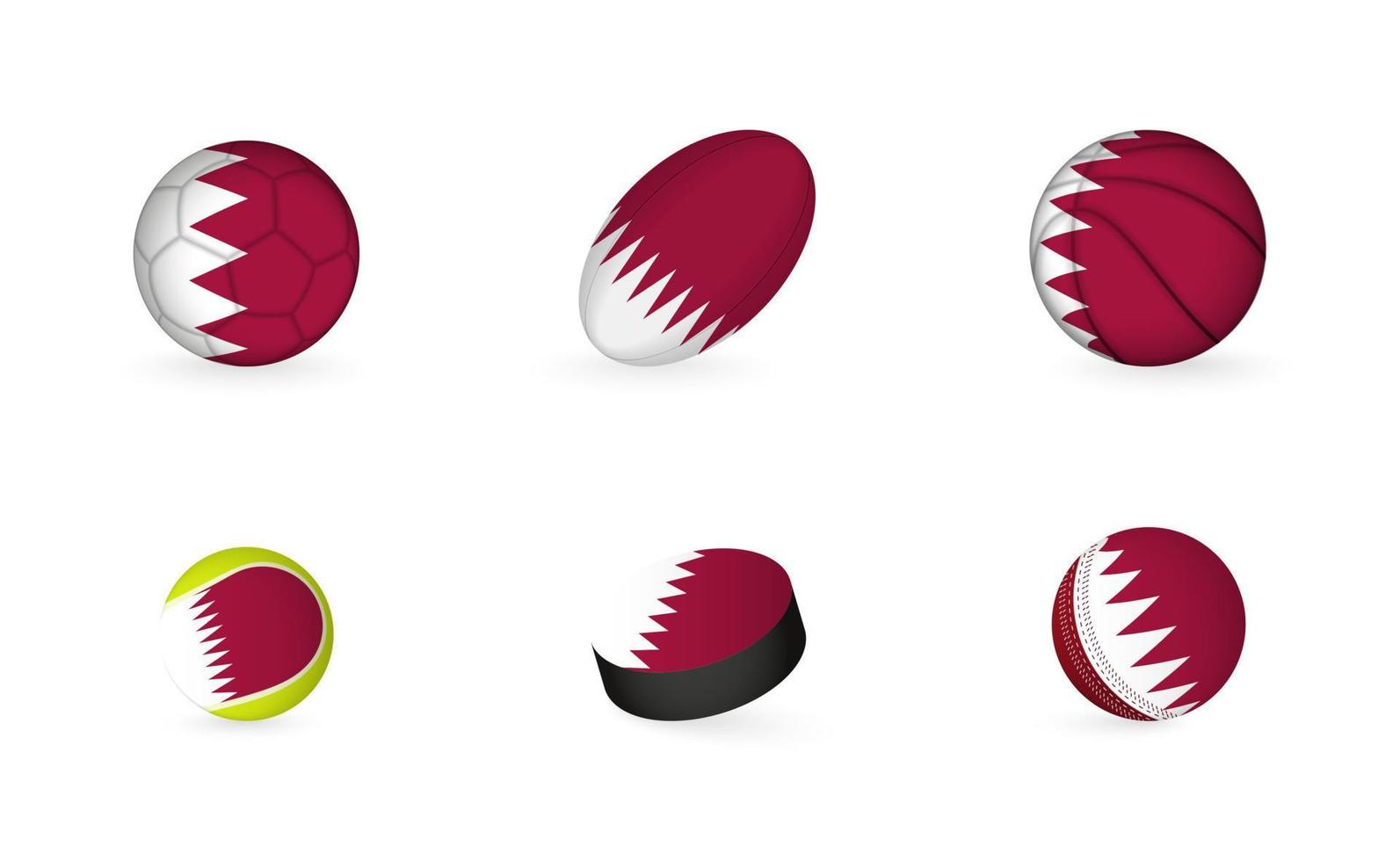 sport- uitrusting met vlag van qatar. sport- icoon set. vector