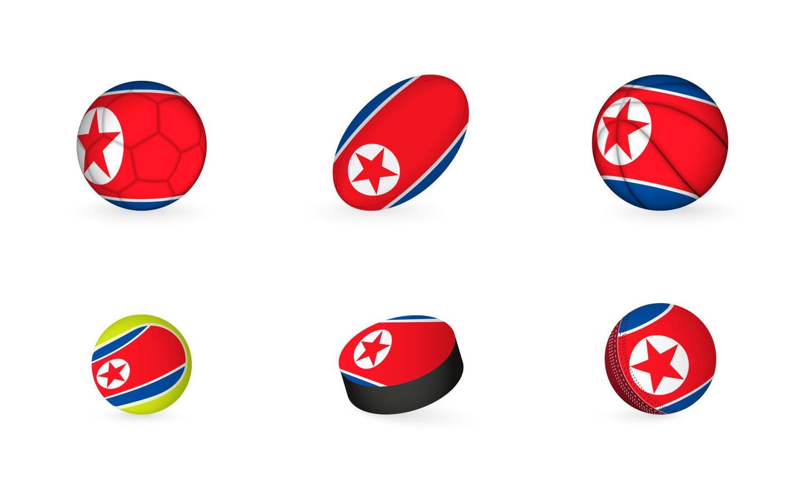 sport- uitrusting met vlag van noorden Korea. sport- icoon set. vector
