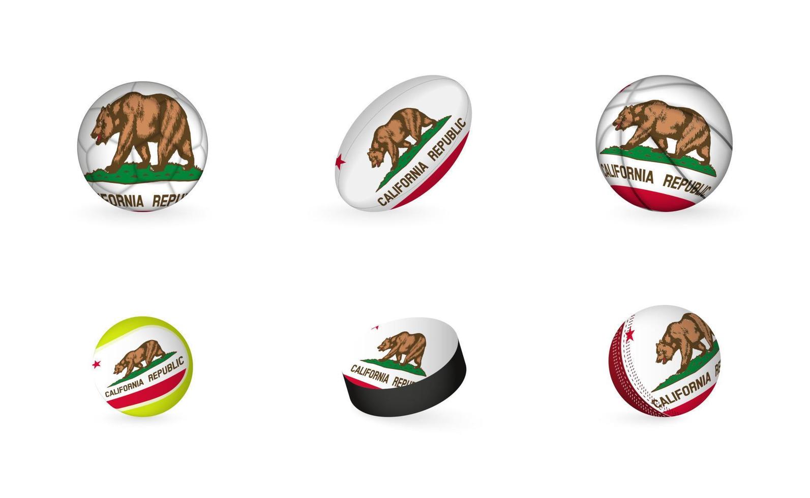 sport- uitrusting met vlag van Californië. sport- icoon set. vector