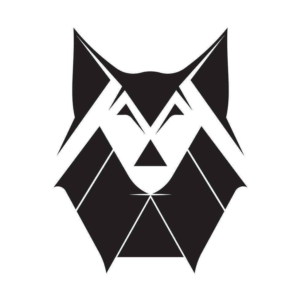 zwart en wit illustratie van een wolf hoofd - abstract wolf hoofd meetkundig logo - laag poly wolf - veelhoekige wolf illustraties vector