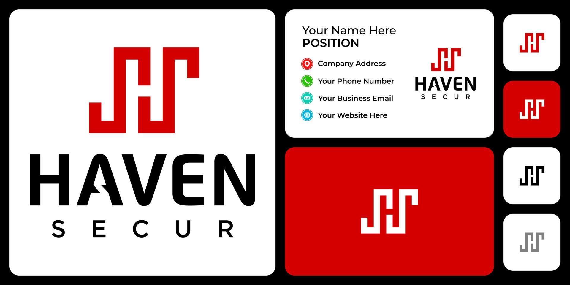 brief s h monogram gaming logo ontwerp met bedrijf kaart sjabloon. vector