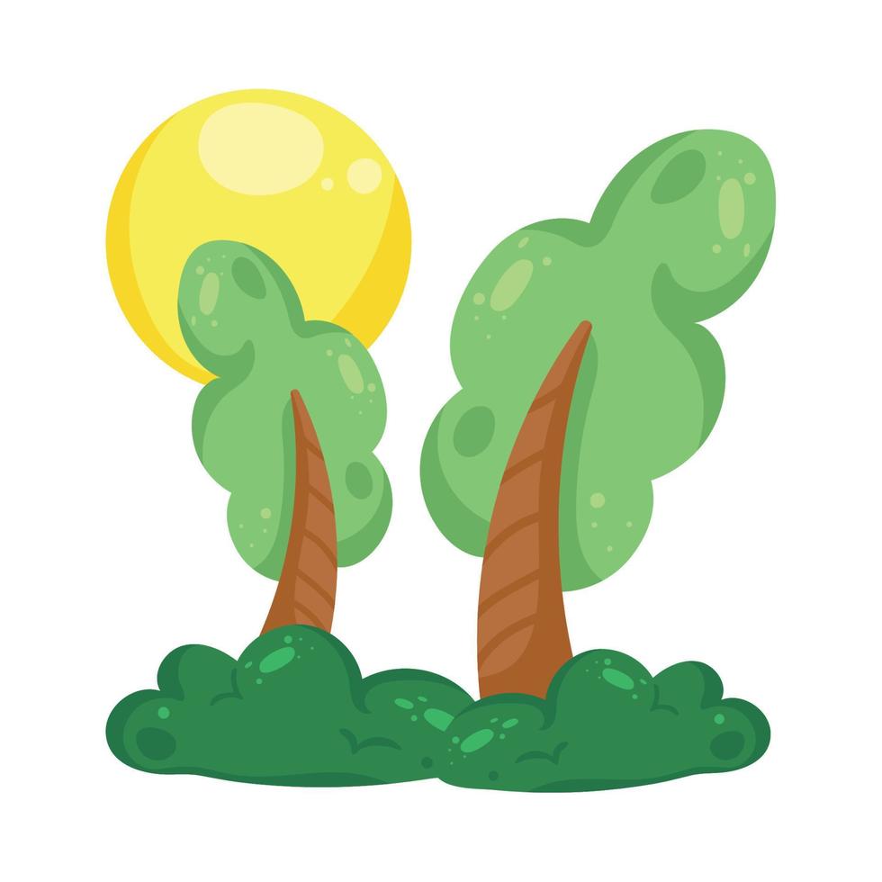 Woud bomen planten landschap vector