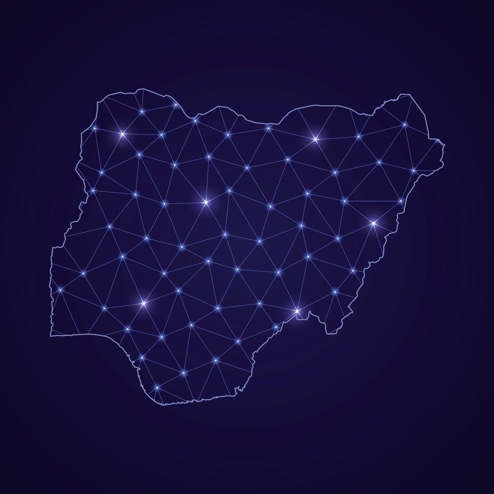 digitaal netwerk kaart van nigeria. abstract aansluiten lijn en punt vector