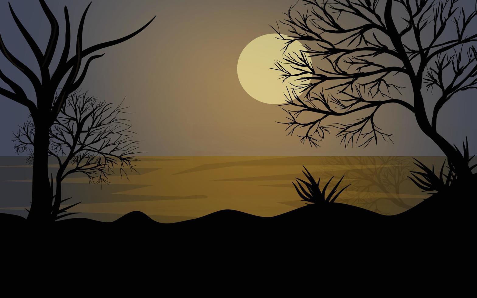 zonsondergang landschap illustratie wild natuurlijk achtergrond vector